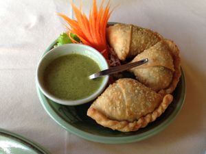 vegan samosa  at The Whole Earth in Chiang Mai