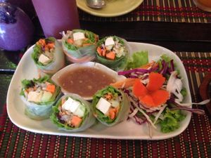 ricepaper rolls  at The Whole Earth in Chiang Mai