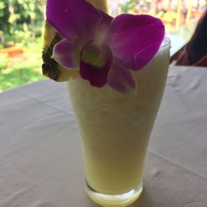 Fresh pressed pineapple juice at The Whole Earth in Chiang Mai