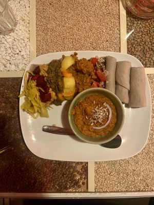 Mixed vegan plate  at Gadja Etiopisk in Stavanger