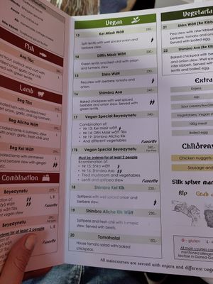 Vegan ootions at Gadja Etiopisk in Stavanger