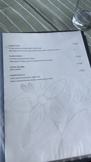 Vegan menu  at La Zagara in Taormina