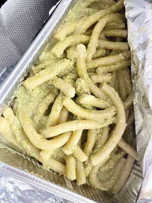 I had to keep ordering this pistachio pasta to fulfill this new addiction I acquired for pistachio pasta.  Even to go! So DELICIOUS!!!  at La Zagara in Taormina