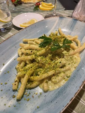 Pistachio pesto pasta   at La Zagara in Taormina