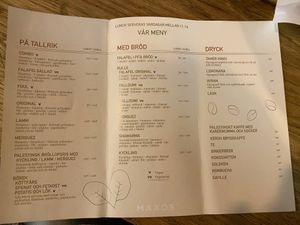 Menu May 2020 at Maxos in Stockholm