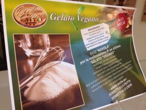 Poster for vegan gelato at Gelateria al Pozzo in Riva Del Garda