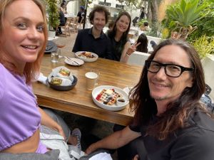 So great meeting friends on the patio for brunch! at Plant Food + Wine in Los Angeles