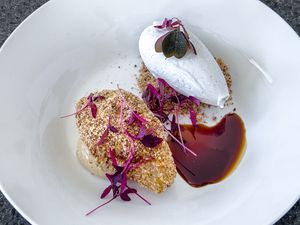 Poached Pear and Shortbread at Plant Food + Wine in Los Angeles
