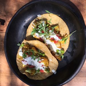 cauliflower tacos at Plant Food + Wine in Los Angeles