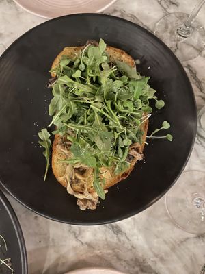 Mushrooms on toast, very big and delicious   at Plant Food + Wine in Los Angeles