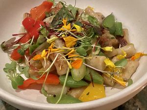 Gnocchi and spring vegetables   at Plant Food + Wine in Los Angeles