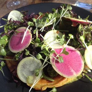 Delicious chickpea frittata! at Plant Food + Wine in Los Angeles