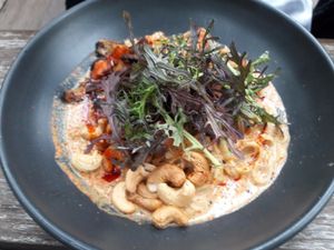 spicy udon at Plant Food + Wine in Los Angeles