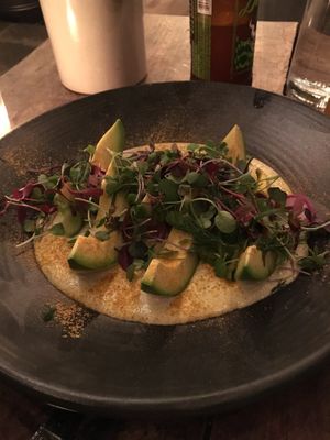 Avocado tikka at Plant Food + Wine in Los Angeles