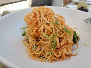 Squash and papaya salad at Plant Food + Wine in Los Angeles