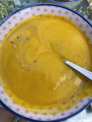 Pumpkin and carrot soup  at Le Botaniste in Ghent