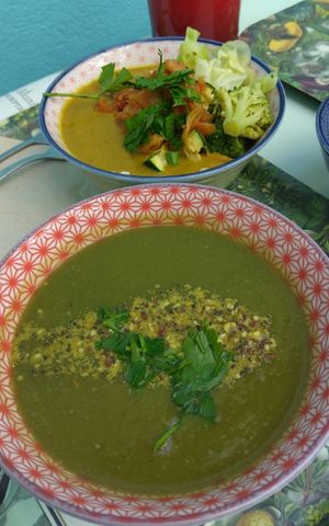 Botanical menu: soup with crackers plus a small bowl of own choice - Tibetan Mama (curry) at Le Botaniste in Ghent