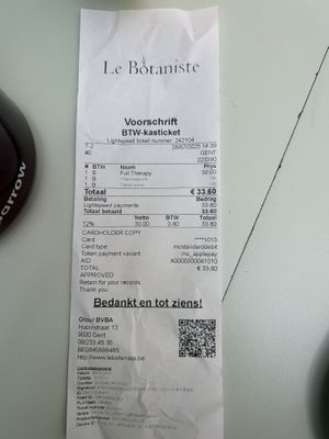 bill  at Le Botaniste in Ghent