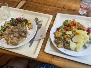 Our full plates  at Country Life Restaurant in Prague