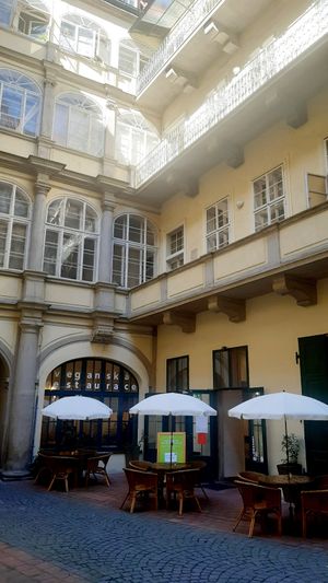 The outside at Country Life Restaurant in Prague