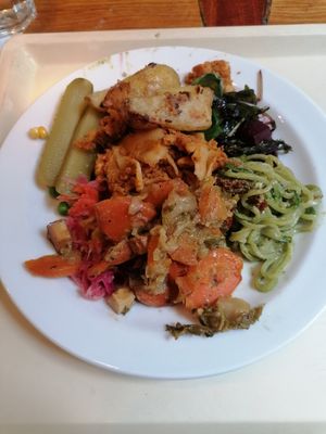 Sample food from the buffet at Country Life Restaurant in Prague