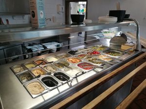 Salad options at Country Life Restaurant in Prague