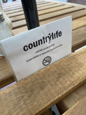 Smoking forbidden on the terrace, great!  at Country Life Restaurant in Prague