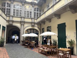 Inner courtyard  at Country Life Restaurant in Prague