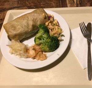 Burrito and sides at Country Life Restaurant in Prague