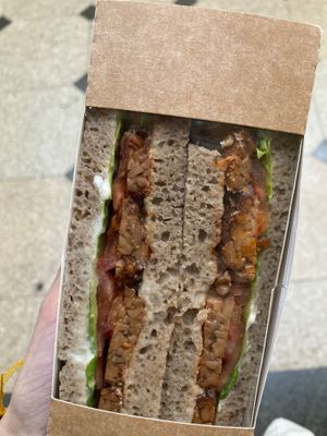 Tempeh sandwich at Country Life Restaurant in Prague