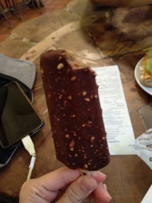 raw ice cream which comes in many flavors! delicious! at Country Life Restaurant in Prague