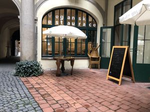 Outside  at Country Life Restaurant in Prague