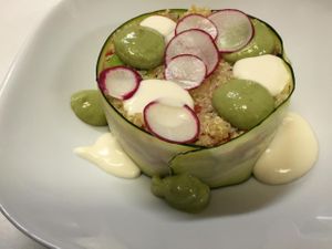Quinoa salad with avocado and vanilla sauce. at Nocochi in Montreal