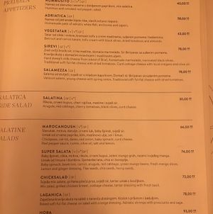 menu at Matoni in Split
