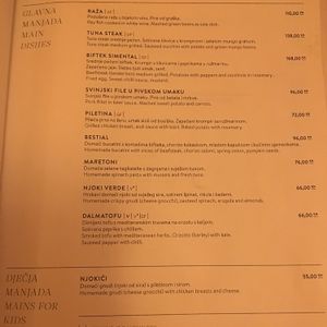 menu at Matoni in Split