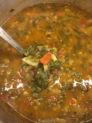 one of robin's special soups. vegetables are so flavorful and fresh from local sources. usually vegan and gluten free goodness.  at Seasons' Eatings in Napoleon