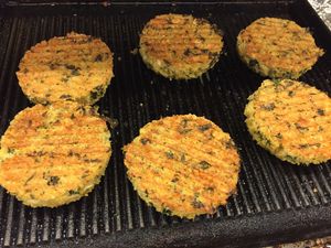 Quinoa kale and Gouda patties;  cheese from Turkeyfoot creek creamery.  Kale from Black Creek Farms. at Seasons' Eatings in Napoleon