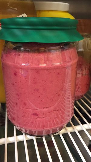 Red beet hummus, one of the favorite house made hummus flavors. at Seasons' Eatings in Napoleon