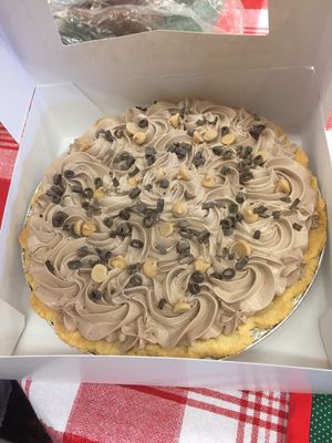 Peanut butter and chocolate chip cream pie; made in-house by Kyra's Bakery Connection.  Call us to order for one for you!  Or any other baked goodies you'd care to take home.    at Seasons' Eatings in Napoleon