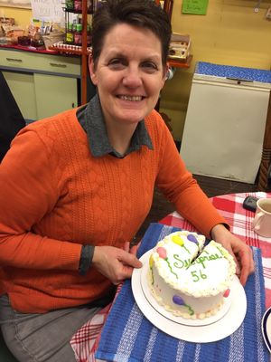 Happy birthday surprise!  Let us help you surprise someone you love; in-house or takeout.  This was a dairy-free carrot cake!    at Seasons' Eatings in Napoleon