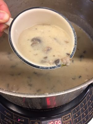 Vegan mushroom soup - sooo much flavor.  Coconut milk and pea protein helped make it so creamy.   at Seasons' Eatings in Napoleon