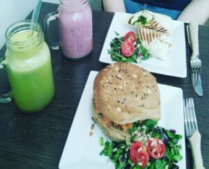 sweet patato and black bean burger & avocado wrap  at The Grassy Hopper  in Valletta