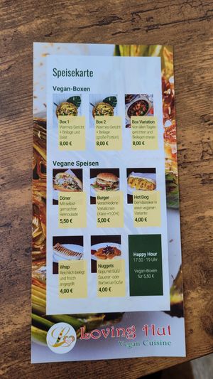 Menu at Loving Hut in Lueneburg