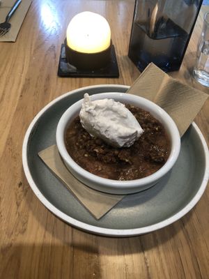 Rhubarb crumble and vegan icecream at simpleRAW in Copenhagen