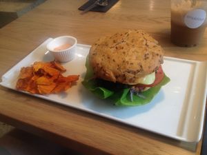 The burger! at simpleRAW in Copenhagen