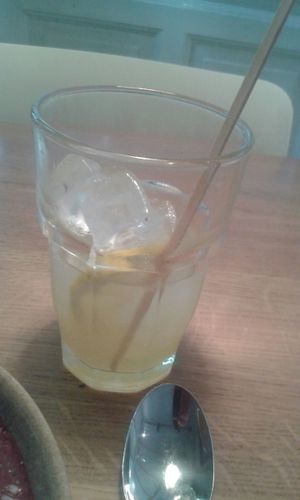 House made citroen limonade with agave syrup at simpleRAW in Copenhagen