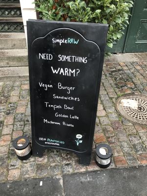 Nice sign outside at simpleRAW in Copenhagen