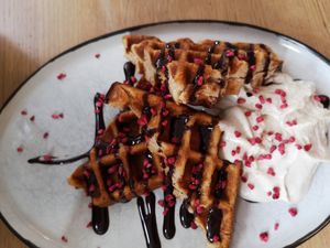 Waffles at simpleRAW in Copenhagen