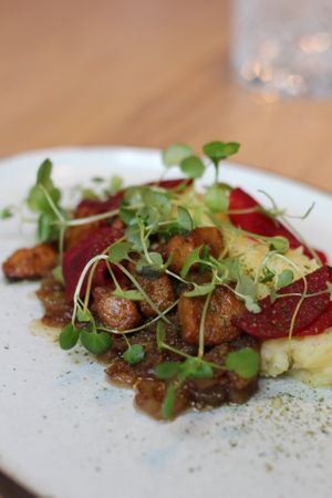 "brændende kærlighed" a traditional Danish dish veganized at simpleRAW in Copenhagen