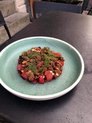 Beetroot tartare at simpleRAW in Copenhagen